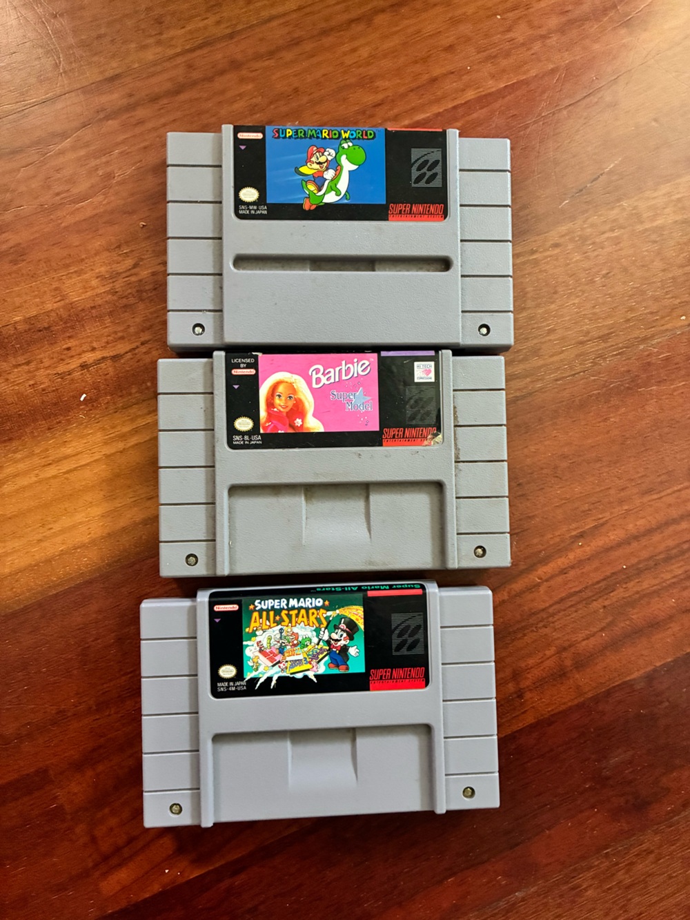 Super Mario All stars World Barbie Super Nintendo Game Cartridge Lot UNTESTED